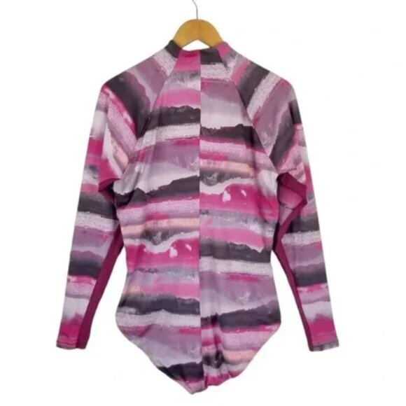 Nike Swim Adventure Long Sleeve One Piece Pink Sangria Women's Large - Picture 5 of 9